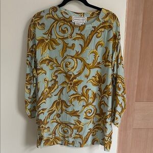 Designer Women’s Printed Scroll print Top 100% silk